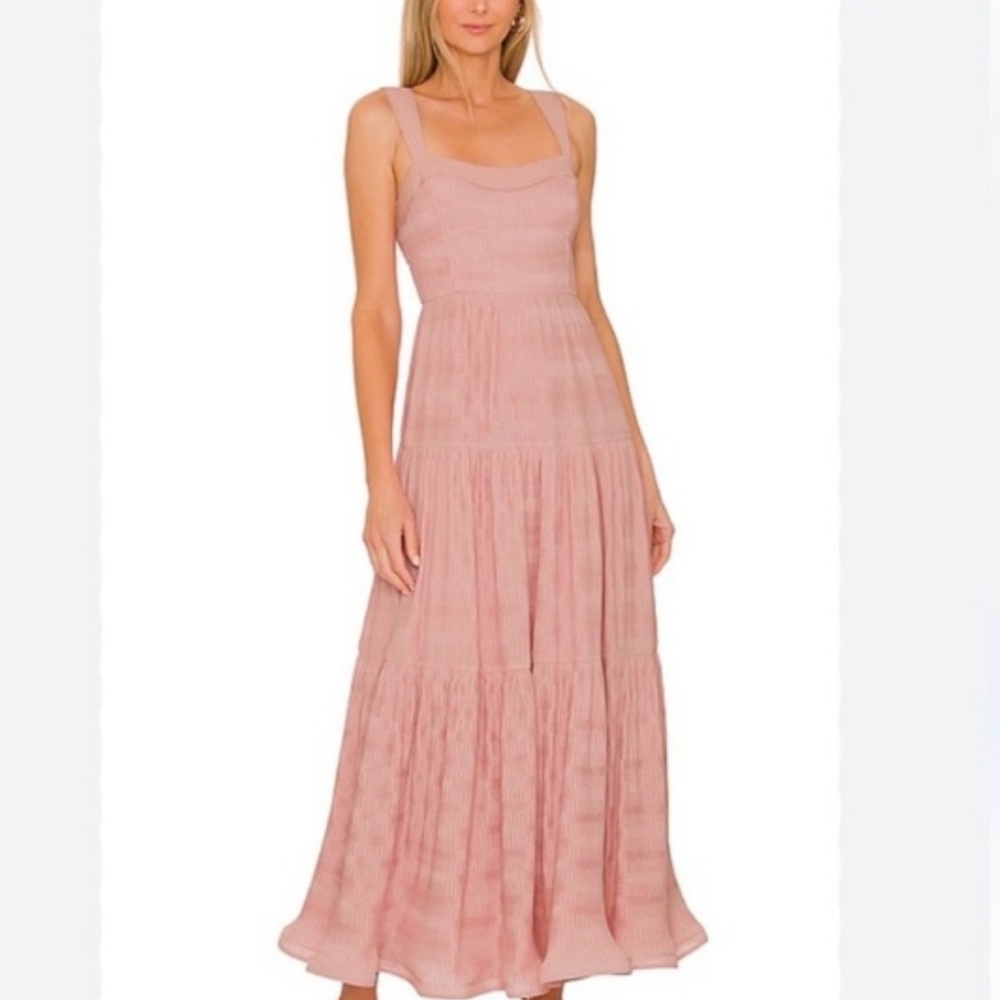 Jonathan Simkhai‎ Celeste Plisse pink maxi Dress 2 NWT